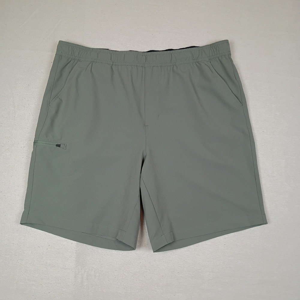 Gerry Mens Trail Short Green 4-Way Stretch Elastic Waist Zip Pockets XL 1555147